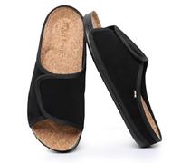 Git-up Sandales à Semelle Intérieure en Liège pour Femmes, Pantoufles de Soutien de la Voûte Plantaire Ouverte Réglables, Semelle Extérieure Antidérapante intérieur/extérieur, Noir 37