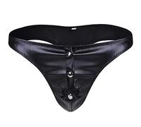 GITDOT Slip Homme PU Latex Cuir Verni Culotte Lingerie Slip sous-Vêtements Shorts Clubwear Noir (5XL)