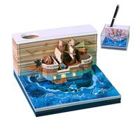 Gitekain 3D Pirate Ship Calendar - Tear Away Paper Desk Calendar, 2026 Ornament, Foldable 3D with Stand Feature, Home Office School with Festival Holiday Theme, Yearly Planner for Family Men Women