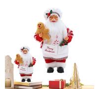 Gitekain Christmas Plush Toys - Standing Sitting Plush Santa Claus Cook Figures, Soft Holiday Stuffed Dolls, Festive Collectible Santa Figurines for Table Windowsill Fireplace Shelf, 5.12 inches