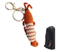 Gitekain Crochet Doll Pendant, Handmade Cartoon Shrimp Keychain, Lightweight Multipurpose Soft Hand Woven Plush Key Ring for Car Keys, Bags, Backpacks, Mobile Phones, Red