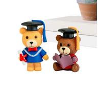 Gitekain Petit Ours Diplômé,2 Pièces Décoration Table Animal avec Chapeau Diplômé | Sculpture d'ours,pour Salle de Classe Maternelle Lycée Université Fête Étagère Table de Nuit Chevet