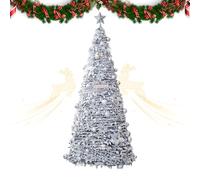 Gitekain Pull Up Christmas Tree - Artificial Foldable Portable Tree Without Lights, Heavy Duty Home Holiday Decor for Thanksgiving, Poping Up Christmas Tinsel Trees, 27.95x5.51 inches