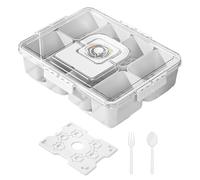 Gitekain Snack Tray, Divided Platter, 8 Compartment Organizer, Reusable Cooling Design, Serving Container for Hiking, School, Parties, Camping, Lunch, Travel, Outdoor, Beach, 12.6x9.84x3.7 inches