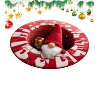 Gitekain Tapis 3D Illusion d'Optique de Noël,Paillasson de Noël Anti-Dérapant Tapis Décoratif, D'Ambiance Rond Festif Lutin | pour Le Salon la Salle à Manger et Le Bureau