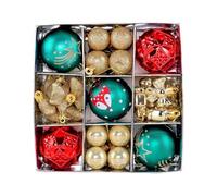 Gitohoni 35 Pièces Boules de Noël Ornements Suspendus Décorations pour Sapin Ensemble Formes Diverses PS Résistant Parfait pour Fête Mariage Anniversaire Réuni, Rouge, vert et or