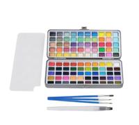 Gitohoni Aquarelle Solide Palette Peinture Ensemble Pigments Godets Boîte Métal Compacte avec Pinceau Réservoir et Feuille Mélange Facile à Emporter 100
