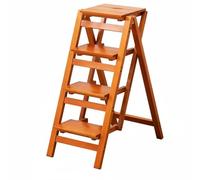 Gitohoni Échelle Tabouret Pliable Banc Escabeau en Bambou avec Construction Solide et Rangement Entre Les Convient à la Maison Cuisine Bibliothèque Atelier, Miel, 4 Étapes