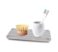 Gitohoni Étagère d'évier à séchage instantané, plateau en pierre de diatomite absorbant l'eau pour comptoir de salle de bain et de cuisine, organiseur à séchage rapide de 35,1 cm pour brosse de bain