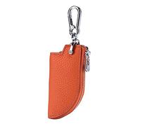 Gitohoni Étui e Voiture Porte-clé Zippée Coque PU Cuir Pochette Antichoc Fermeture Coordonnée Protection Adapté Aux Conducteurs Maison Travail, Orange