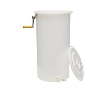 Gitohoni Extracteur à Miel pour 2 Cadres avec Manivelle Latérale à Poignée Jaune et Couvercle Supérieur Amovible Cuve Blanche Cylindrique en Plastique Robinet