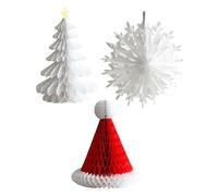 Gitohoni Lot de 3 Décorations de Noël En Papier Alvéolé pour Sapin, 3D, Pliables, à Suspendre, à Décorer avec Un Pendentif Ou Un Centre de Table pour Les Fêtes, style 2