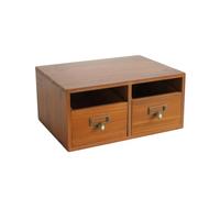 Gitohoni Organisateur de Bureau en Bois Organisateur Tiroirs Coffret Rangement Caisson avec Compartiments Cubes et Tiroirs, Organisateur De Bureau En Bois Avec Deux Tiroirs Et Compartiments Ouverts