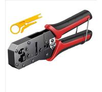 Gitohoni Pince à Sertir Réseau Outil Crimpage Coupe Dénudage Pince pour Connecteurs RJ45 et Câbles Ethernet Corps Robuste en Alliage Poignée Antidérapante, Rouge
