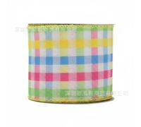 Gitohoni Ruban de Pâques Ruban Décoratif Ruban à Motifs Ruban Rayé Ruban à Carreaux en Polyester avec Bords Renforcés pour Créations Nettes Convenable pour, 3
