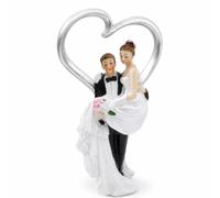 Gitohoni Wedding Cake Topper Figurine Mariage Statue Couple Mariés Ornement Gâteau Résine Cœur Romantique Accents Floraux Touche, 11,5 8 20cm, Modèle De Mariés En Portage De Princesse