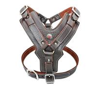 Gitre De Faisceau De Formation en Cuir Véritable en Cuir De Grand Chien avec Poignée De Contrôle Rapide pour Le Bertige Bulldog du Berger du Berger Allemand,Brun,2XL