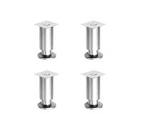 Gittcoll Lot de 4 pieds de meubles réglables en acier inoxydable épais avec coussinet de protection en caoutchouc pour armoire, canapé, bibliothèque (12 cm, argenté)