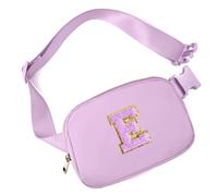 Gitus Cadeau pour filles de 8, 9, 10, 11, 12 ans, sac banane avec patch lettre initiale, joli article, cadeau d'anniversaire pour adolescentes, femmes (lavande-E)