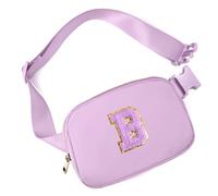 Gitus Cadeau pour filles de 8, 9, 10, 11, 12 ans, sac banane avec patch lettre initiale, joli article, cadeau d'anniversaire pour adolescentes, femmes (lavande-B)
