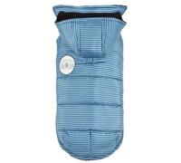 Giubbotto per cani modello Raye imbottito blu a righe con cappuccio removibile p