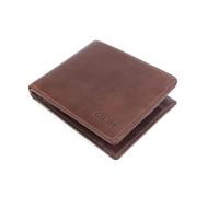 GIUDI ® Portefeuille en cuir de vachette véritable pour homme - Marron - Taille moyenne et grande - Vintage - Avec compartiment pour monnaie - Format paysage
