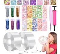 Giugio 38 pièces Nano Tape Bubbles Set, ruban adhésif double face Set DIY Craft, ruban à bulles, ruban à bulles gonflable, ruban adhésif nano sans trace avec autocollants à paillettes