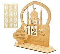 Giugio Calendrier du Ramadan, calendrier Aïd Mubarak, décoration DIY en bois, décorations du Ramadan, compte à rebours, calendrier ornement, prière du Ramadan Mubarak, décoration de salon, cadeaux
