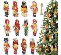Giugio Lot de 36 pendentifs de Noël en bois casse-noisette en bois 2D - Décoration de sapin de Noël - Décoration d'intérieur festive