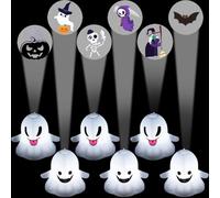 Giugio Lot de 6 lampes fantômes LED décoratives pour Halloween, avec motif de projection, fantôme Light Up Ghost LED, cadeau d'Halloween, cadeau effrayant, décoration pour l'intérieur, les fenêtres