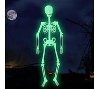 Giugio Squelette Lumineux de Crâne d'Halloween - Décoration Tête de Mort Lumineuse - 90 cm - Peut Être Accroché - Accessoire pour Maison Hantée / Fête à Thème