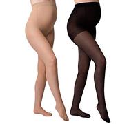 Giulia Collants de grossesse 20 - 40 - 100 deniers - Pour femme enceinte, 40 deniers (lot de 2) beige + noir, S