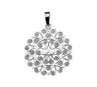 Giuliano Riccitelli Gioielli - Pendentif "Presentosa d'Abruzzo" compris de chaîne en argent 925 rhodié, deux coeurs, diamètre 25 mm, bijou typique des Abruzzes