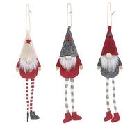 Giuneuow 3 Paquets Noël sans Longue Jambe GNOME Père Noël Arbre de Noël Suspendu Goutte Ornement Décorations de Poupée pour Pendentif Cadeaux