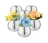 Giuneuow 6 Pièces Vase Boule Disco Pot de Fleurs Boule Disco pour Centres de Table Décoration Boule Disco Vase à Fleurs avec Verre Miroir pour Mariage