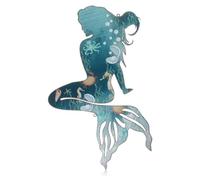 Giuneuow Art Mural de Sirène en Métal Rustique à Suspendre, Décoration Murale de Sirène en Métal Bleu, Sculpture de Sirène Élégante, 25 Cm, et Facile à Utiliser