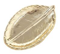 Giuneuow Decorative Feuille d'or Plaque en Céramique Plat Porcelaine Bonbons Bibelot Plat Plateau De Service De Fruits Plaque De Stockage Vaisselle Vaisselle