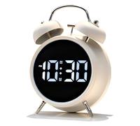 Giuneuow Horloge de Cloche Métallique Rétro pour Les Dormeurs, Grands Grands Numéros Affichés avec Rétro-Éclairage, Petite Horloge de Chevet Numérique pour Les Chambres Blanches