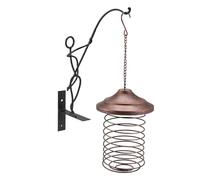 Giuneuow Mangeoire à Oiseaux en Fer Alimentation Suspendue Extérieure Portable Oiseaux Sauvages Support Boule Graisse Parc Jardin Animal Compagnie Approvisionnement pour Oiseaux B