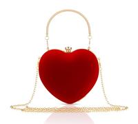 Giuneuow Sac de Soirée en Forme de Cœur en Velours, avec Strass, Idéal pour la Saint-Valentin, les Fêtes ou les de Promo. Facile à Utiliser, et D'une Finition Soignée.