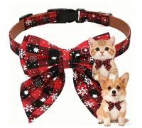 GIUONG Collier Chien Chat 2.5 * 55 cm Collier Chien Noël Nœud Papillon Détachable Animal Domestique, à la Décoration Chat et Chien de Compagnie, Cadeau de Noël