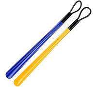 GIUPLOKID Chausse-pied à long manche, Chausse-pied à longue poignée, rangement facile, suspension en caoutchouc souple. R. ABS Multicolore 62x4,2 cm(Blue+yellow)