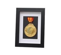 GIUPLOKID Grand Cadre d'affichage de la médaille, Support de Cadre d'affichage d'insigne et médaille en Bois Massif for Les médailles Sports Guerre Multicolore Peut contenir 1(Black)