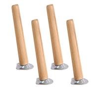 GIUPLOKID Pieds de Meubles en Bois, Pieds de Meuble lot 4 Pieds obliques en Bois hêtre 5-70 cm avec vis et plaques Montage(50cm/19.69in)