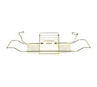 GIUPLOKID Plateau de Baignoire Extensible, Plateau de Baignoire escamotable réglable en Acier Inoxydable avec boîte Rangement Multicolore(Gold)