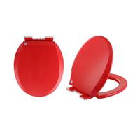 Giural Abattant WC avec Frein De Chute Forme O, 36 * 41Cm Coloré Cuvette Toilette avec Frein De Chute, Couvercle De Lunette WC Antibactérien, Abattants WC Universelle,Rouge