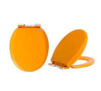 Giural Abattant WC avec Frein De Chute Forme O, 36 * 41Cm Coloré Cuvette Toilette avec Frein De Chute, Couvercle De Lunette WC Antibactérien, Abattants WC Universelle,Orange