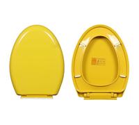 Giural Abattant WC Universel Ovale avec Frein De Chute, 36 * 45Cm Lunette De Toilette Universelle, Démontage Rapide, Design Antibactérien Et Facile À Nettoyer,Jaune