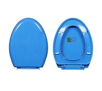 Giural Abattant WC Universel Ovale avec Frein De Chute, 36 * 45Cm Lunette De Toilette Universelle, Démontage Rapide, Design Antibactérien Et Facile À Nettoyer,Bleu