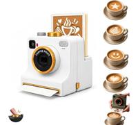 Giurui 3D Printed Latte Art Camera,One-Click Coffee Art Machine (White) | Manual Coffee Powder Printer with Stencil Cards,Reusable Coffee Art Tool for Cappuccino Milk Foam Cafes Drink Decorating